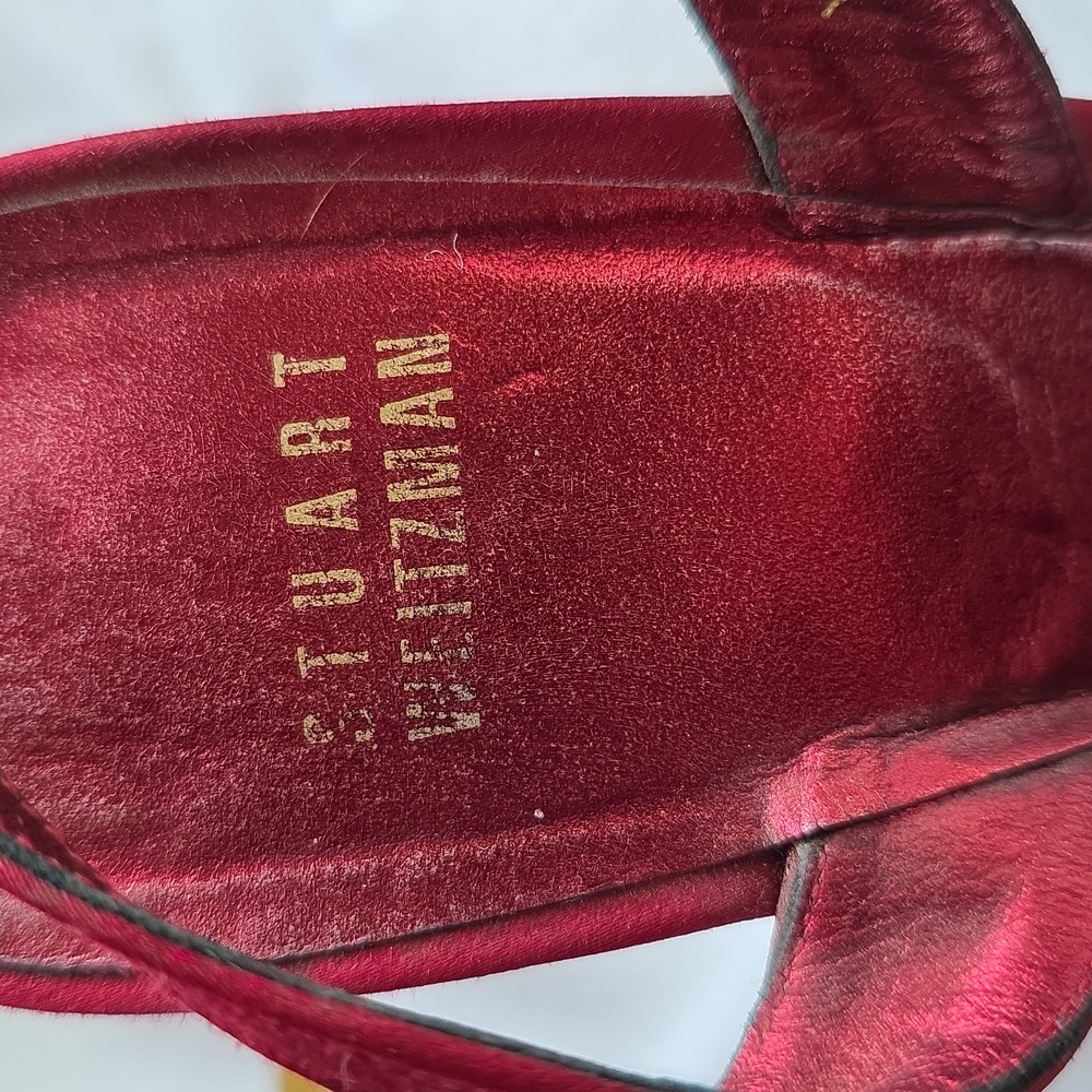 Stuart Weitzman Ruby Red Peep-Toe Sling Back Heel… - image 2